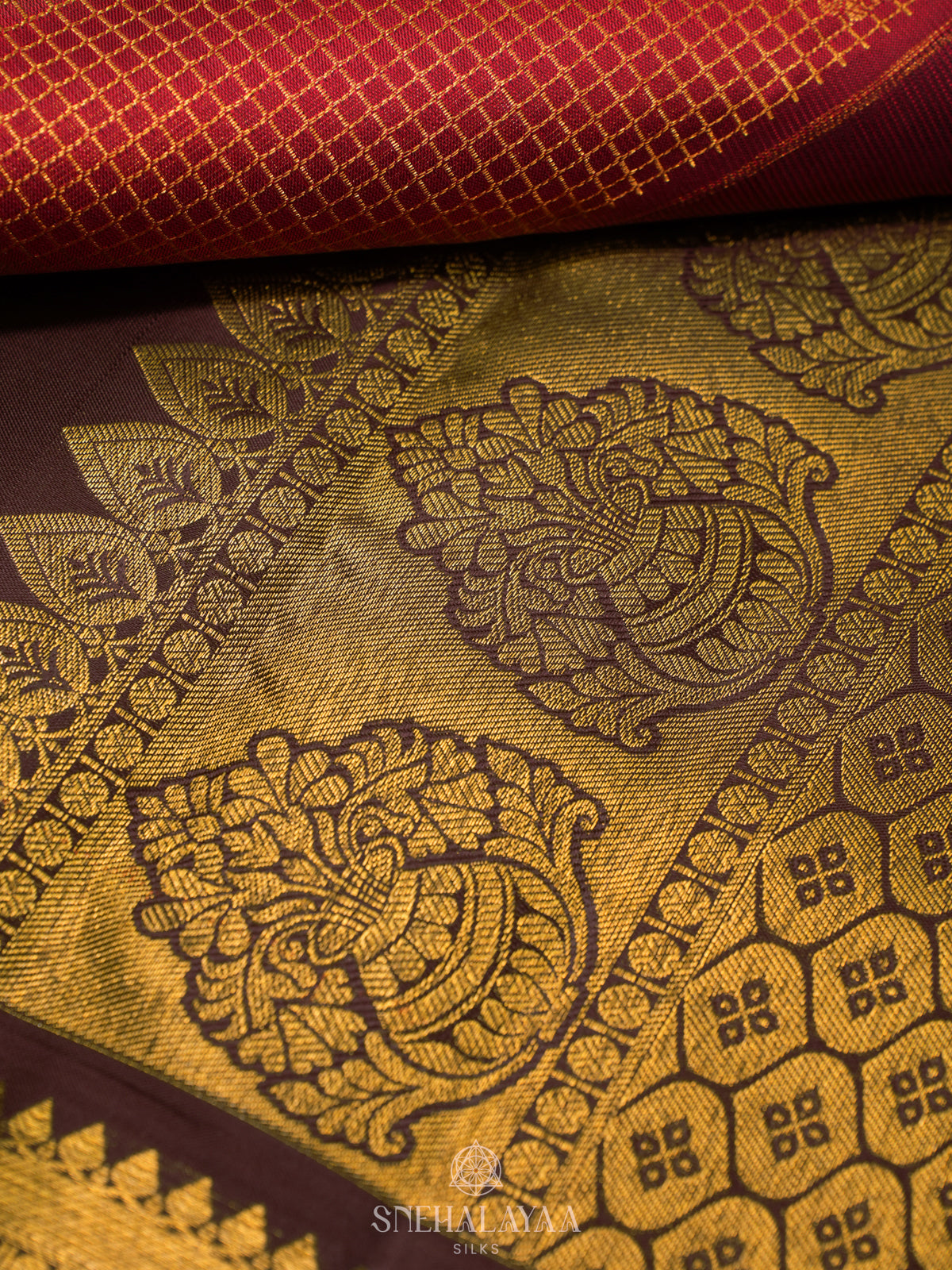 Rust Orange Kanjivaram Silk Saree