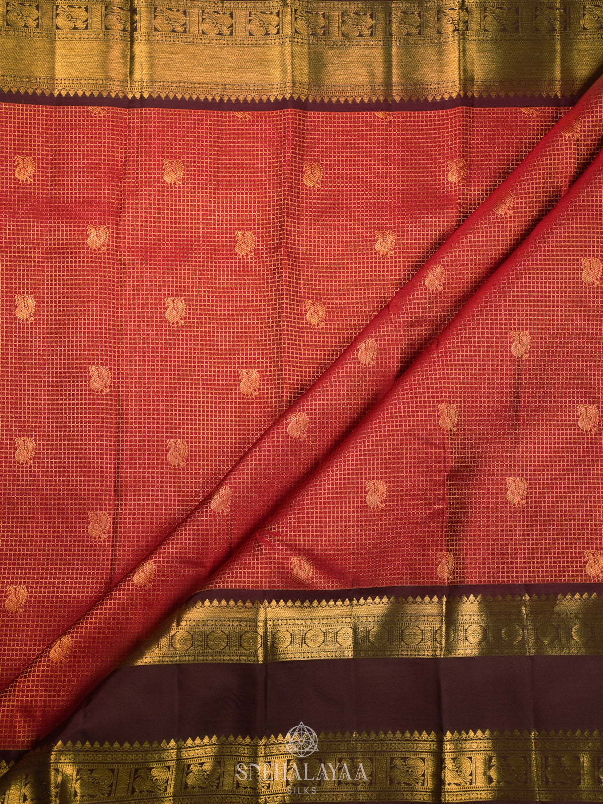 Rust Orange Kanjivaram Silk Saree