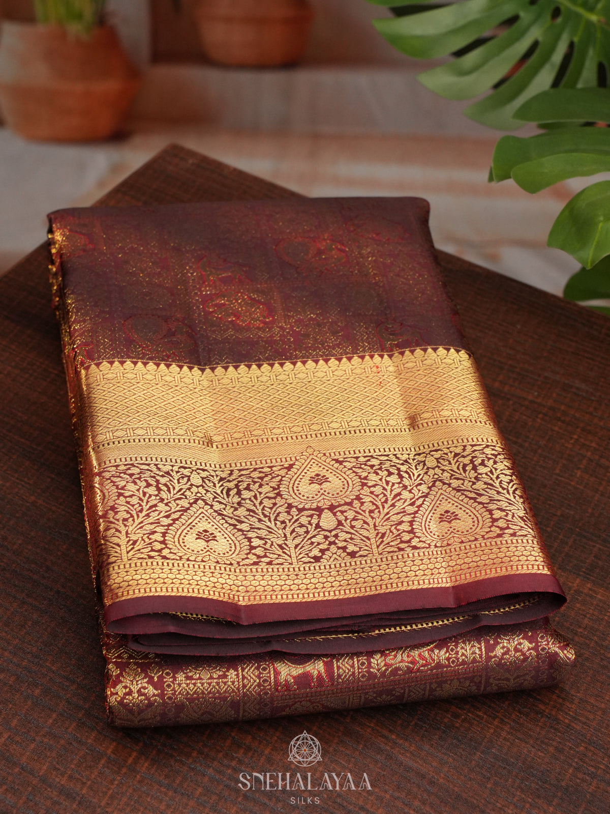 Maroon Kanjivaram Silk Saree