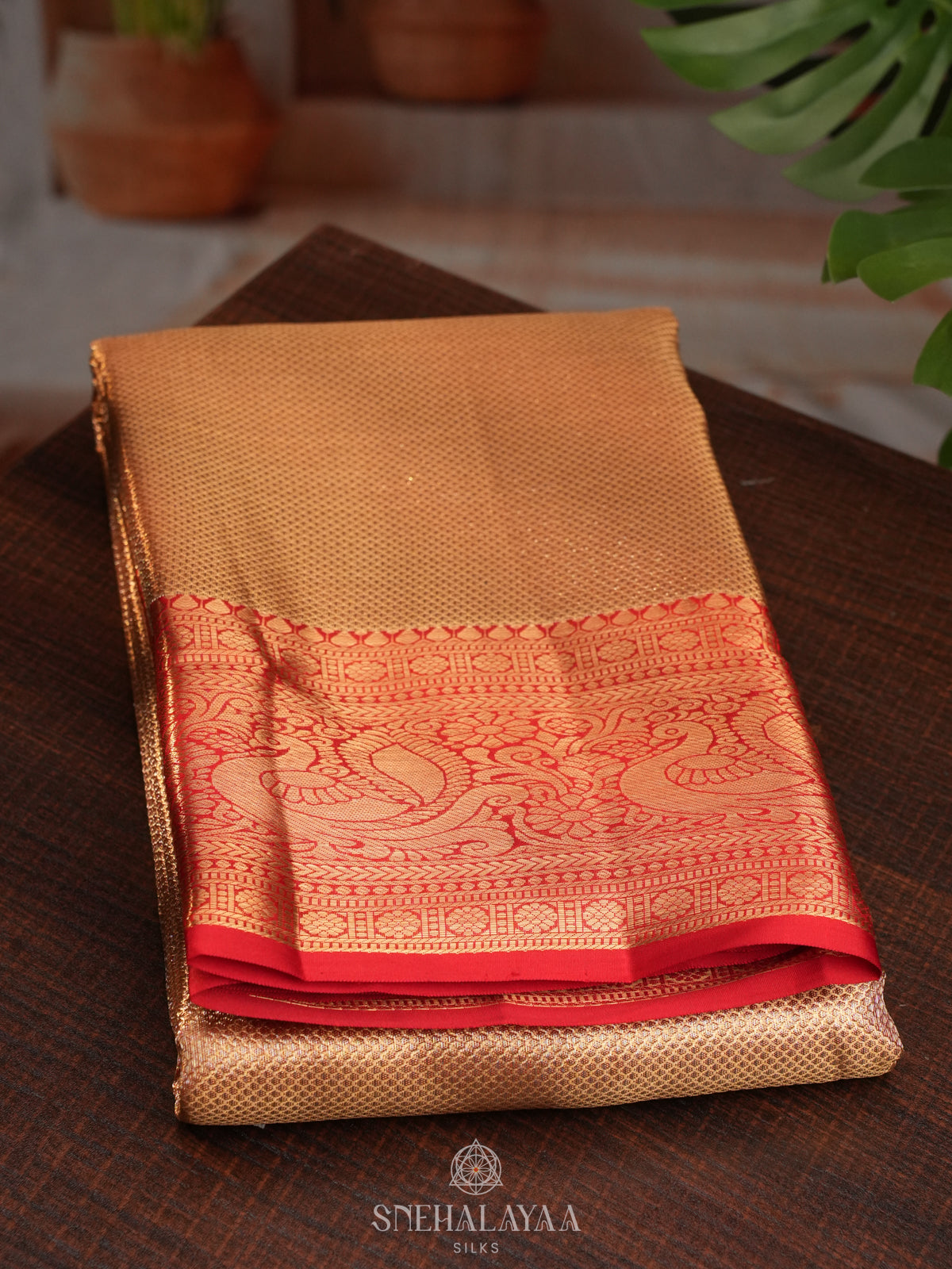 Golden Kanjivaram Silk Saree