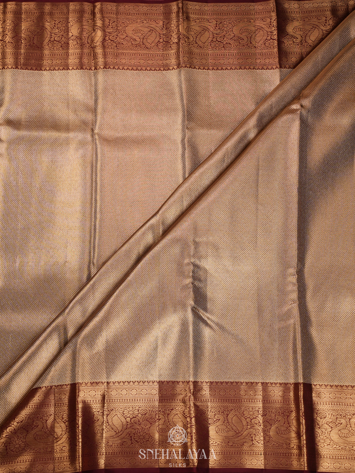 Golden Kanjivaram Silk Saree