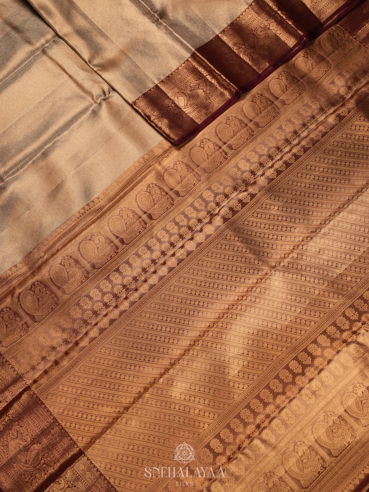 Golden Kanjivaram Silk Saree