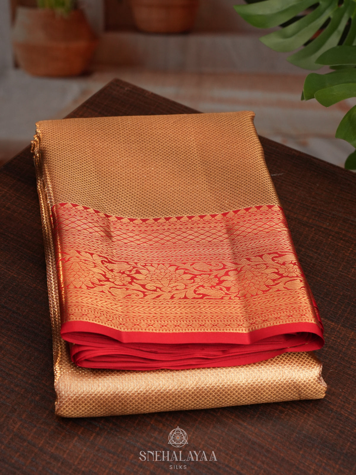 Golden Kanjivaram Silk Saree