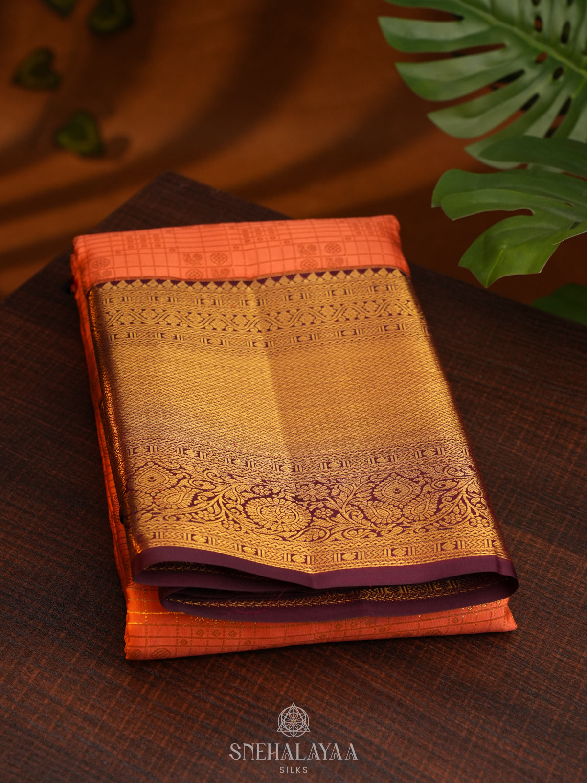 Peach Kanjivaram Silk Saree