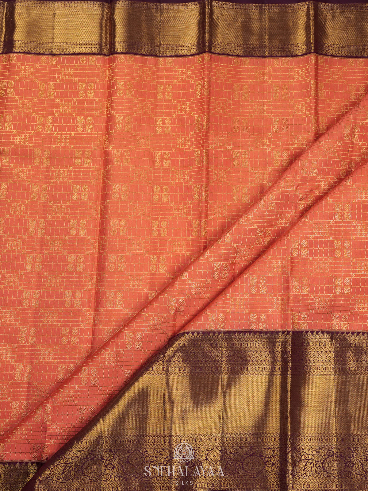 Peach Kanjivaram Silk Saree