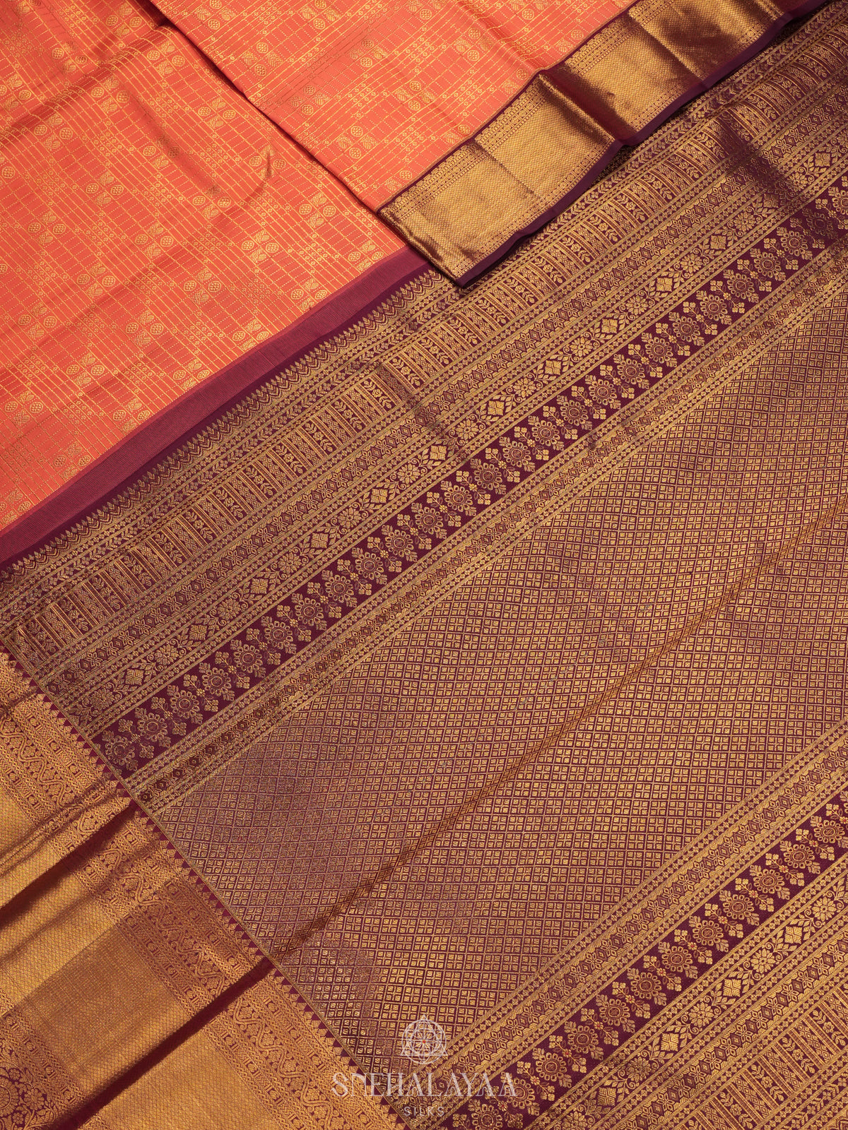 Peach Kanjivaram Silk Saree