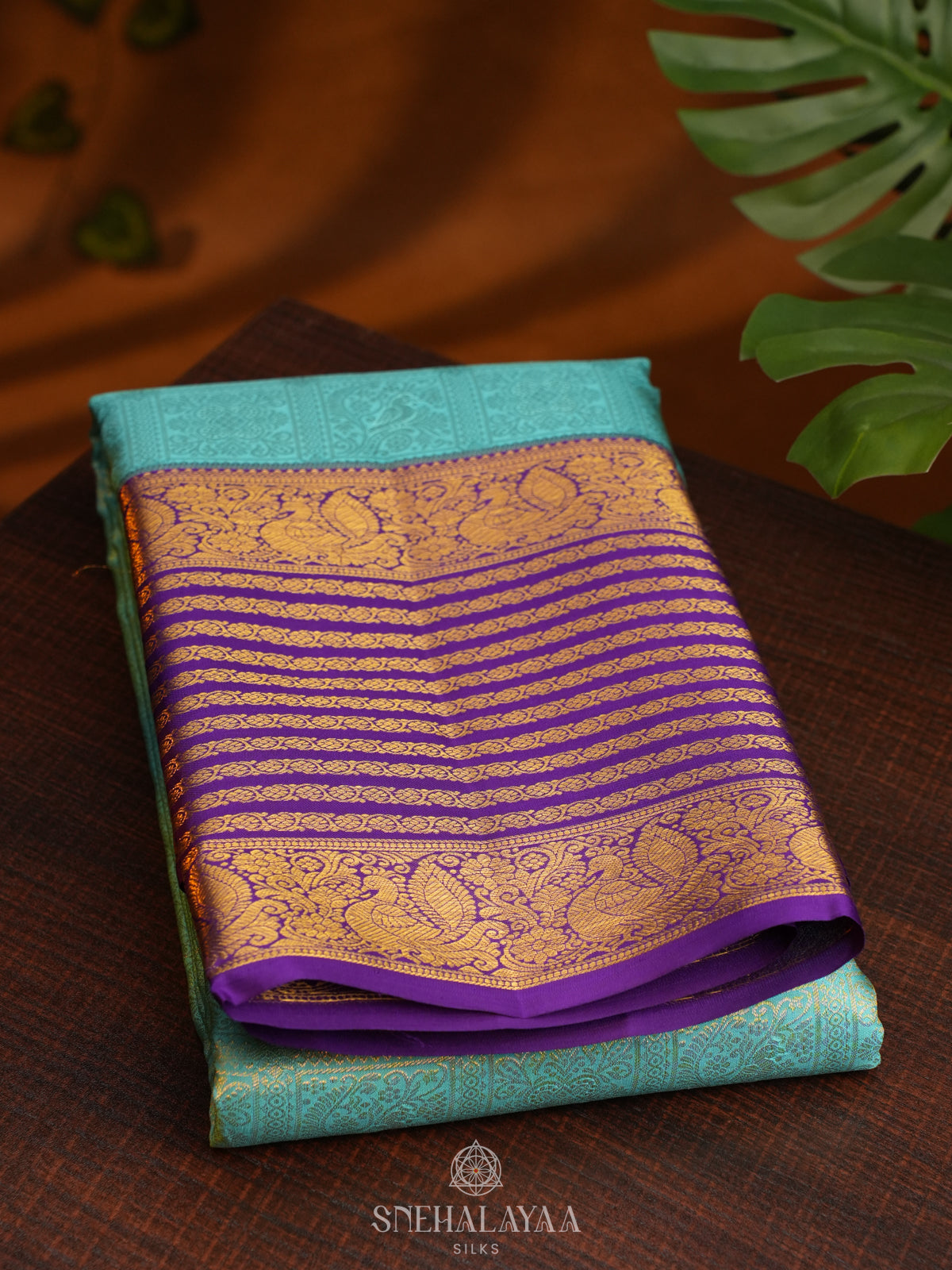 Teal Blue Kanjivaram Silk Saree