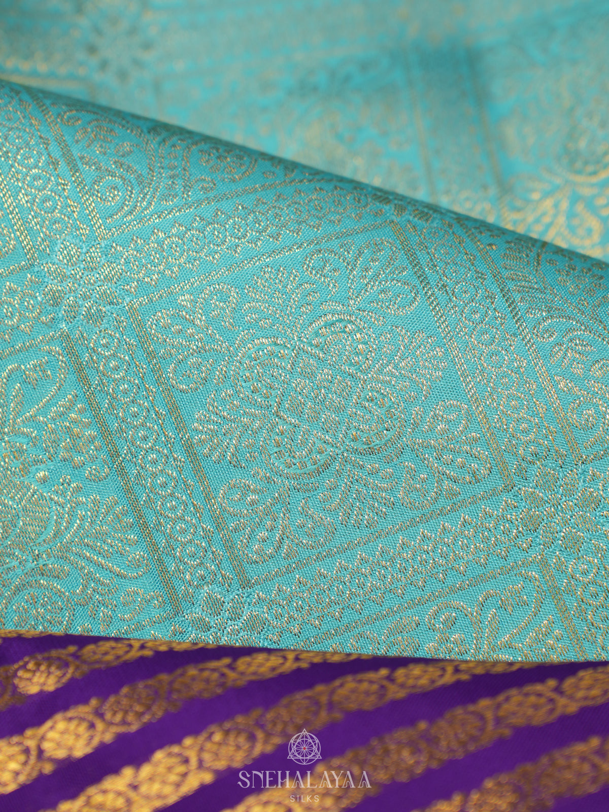 Teal Blue Kanjivaram Silk Saree