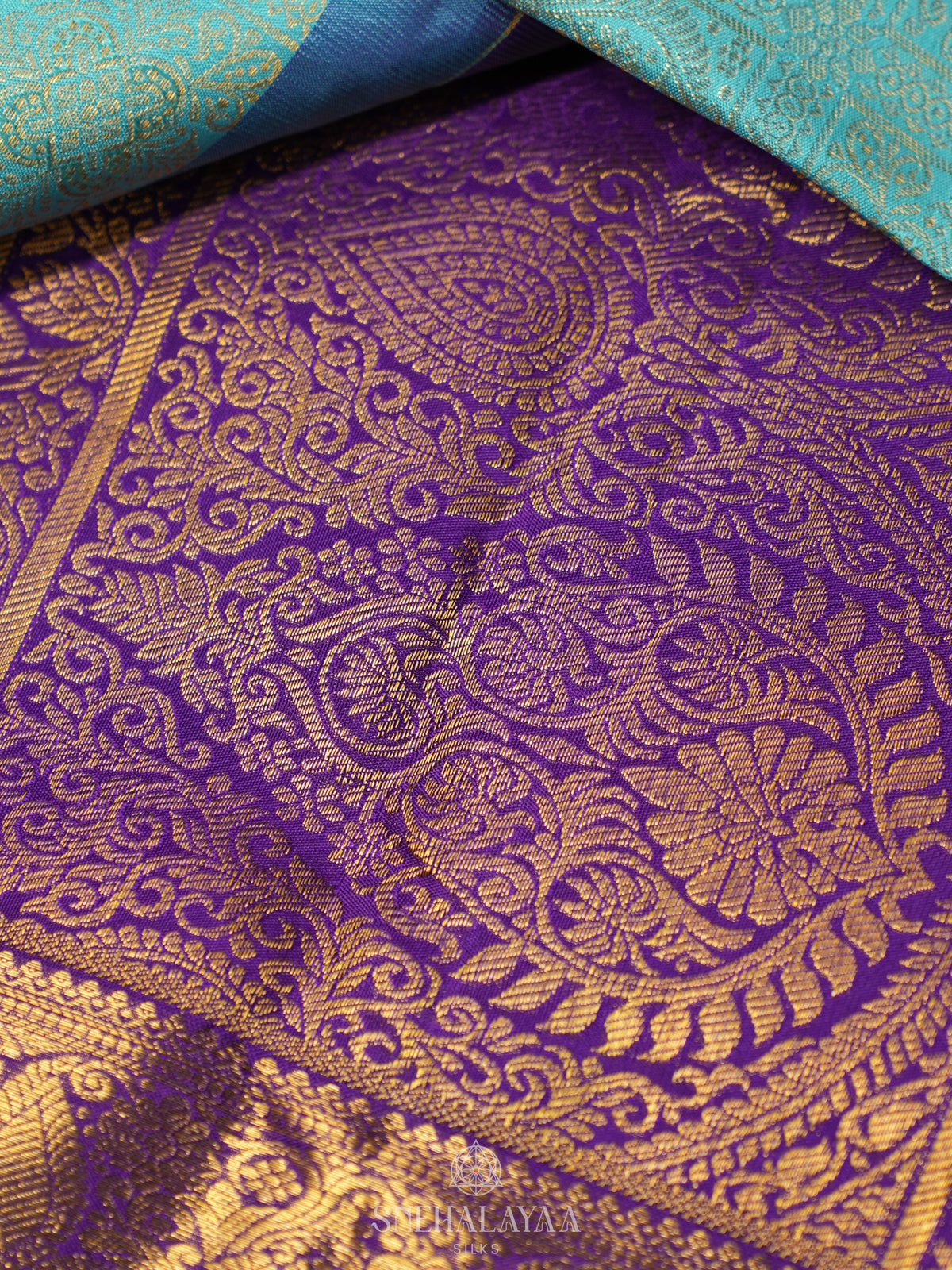 Teal Blue Kanjivaram Silk Saree