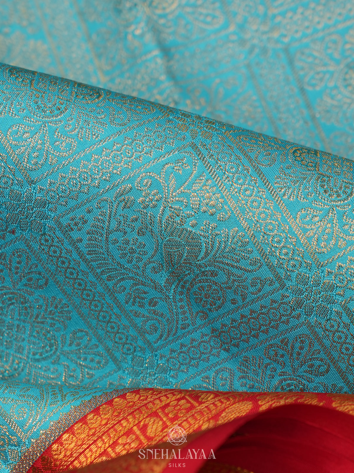 Teal Blue Kanjivaram Silk Saree