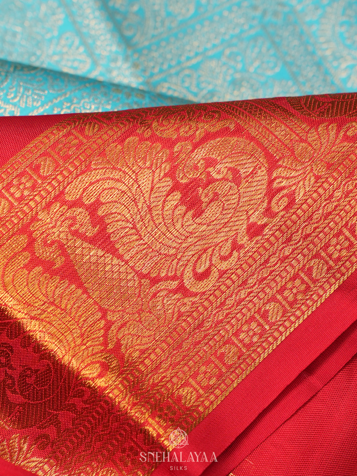 Teal Blue Kanjivaram Silk Saree