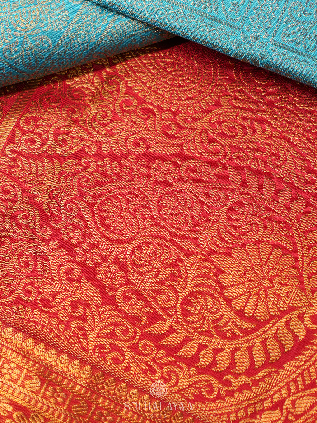 Teal Blue Kanjivaram Silk Saree
