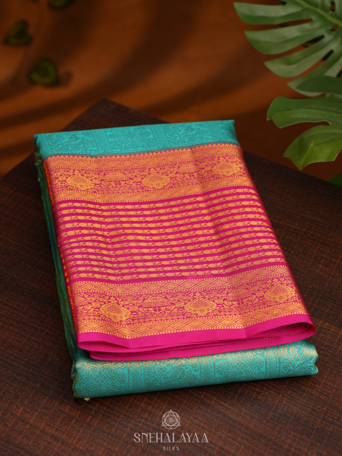 Teal Green Kanjivaram Silk Saree