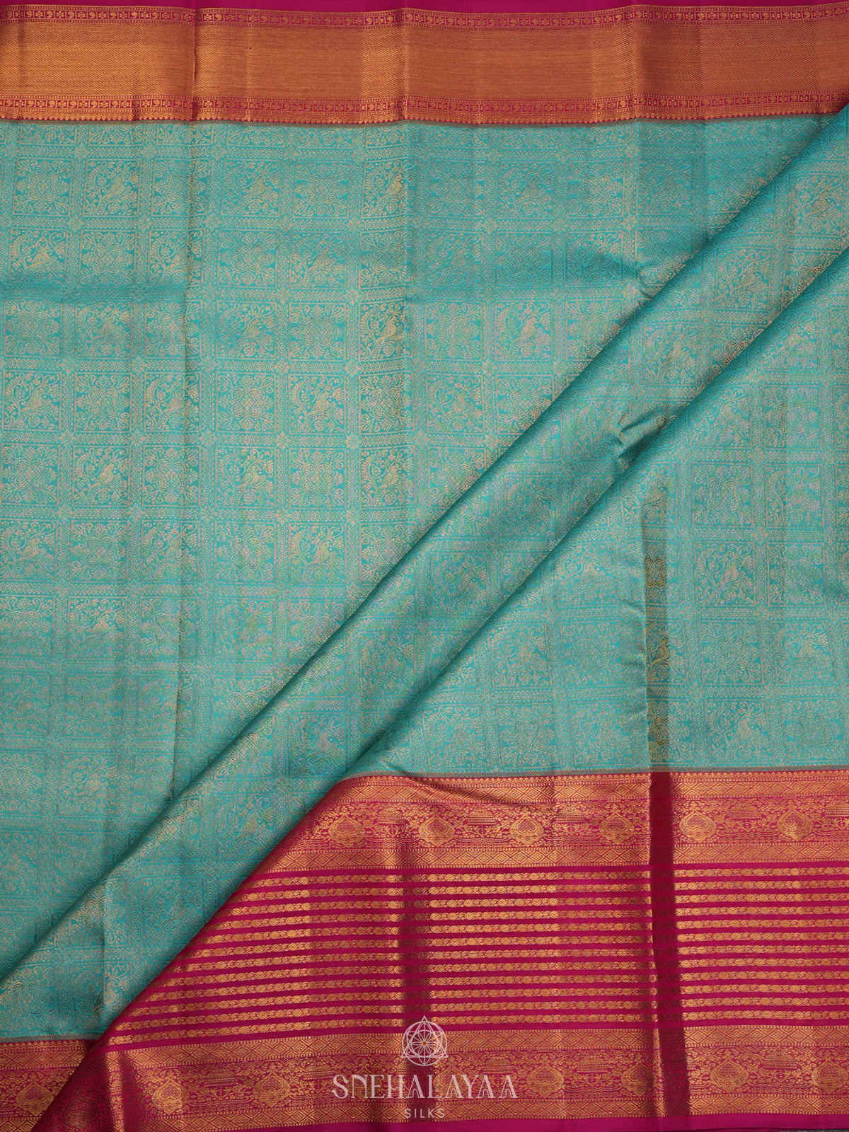 Teal Green Kanjivaram Silk Saree