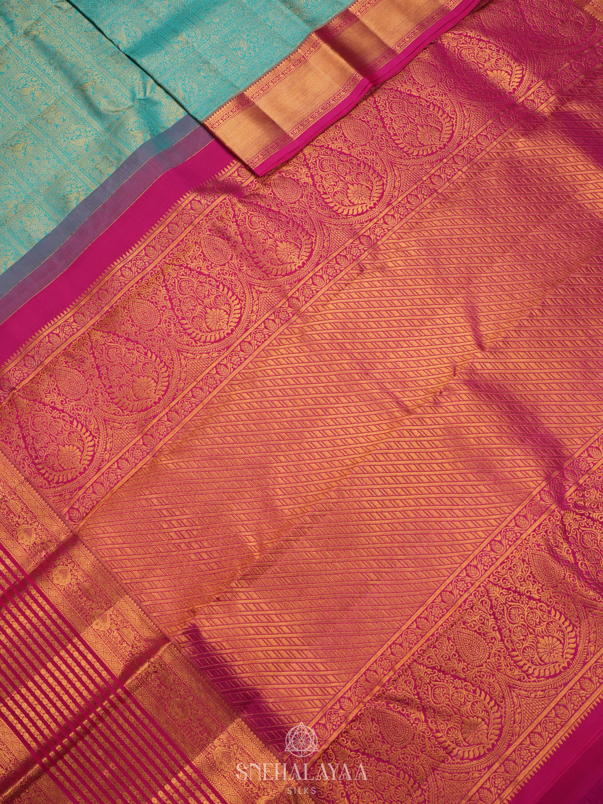 Teal Green Kanjivaram Silk Saree