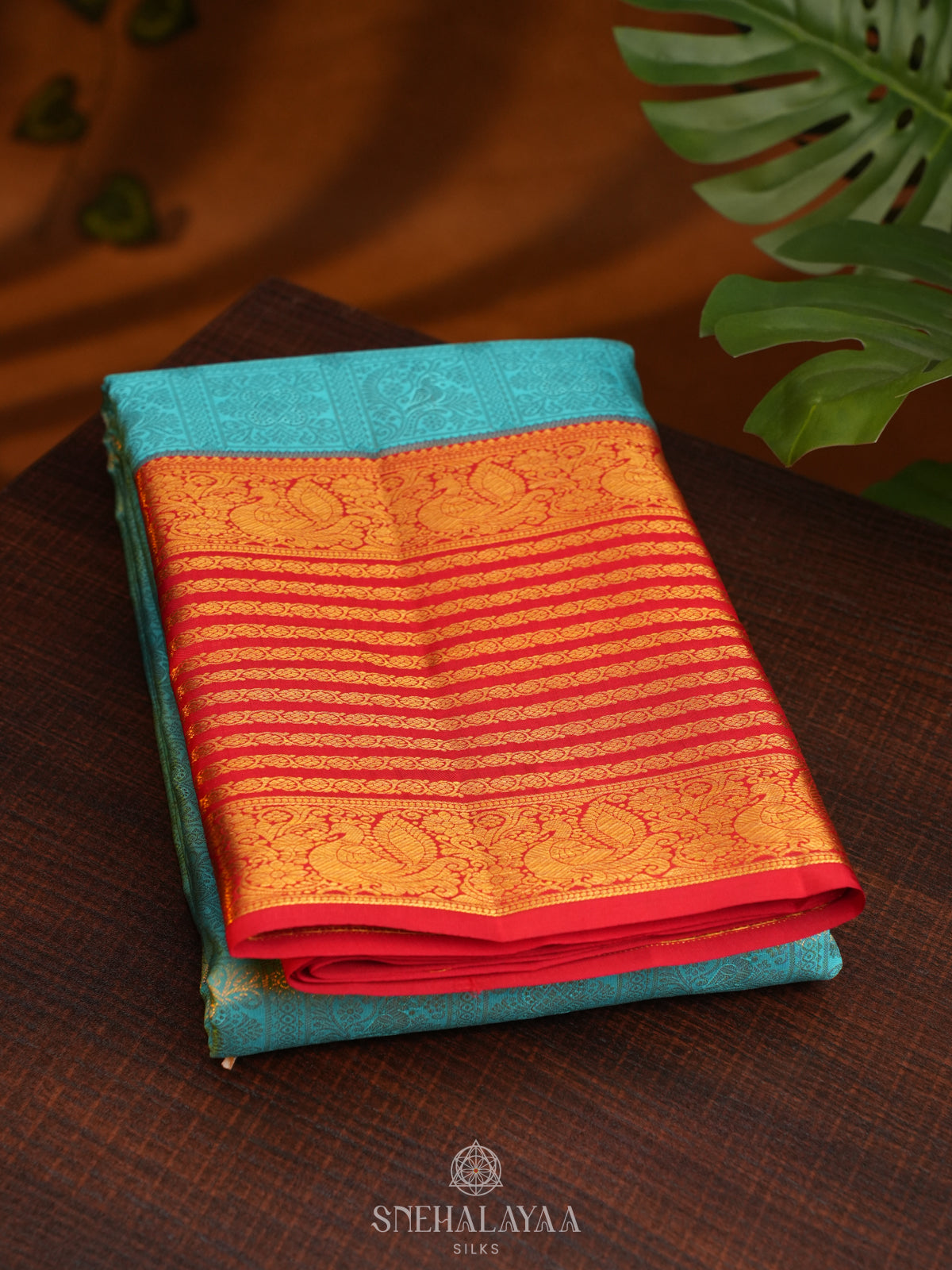 Teal Blue Kanjivaram Silk Saree