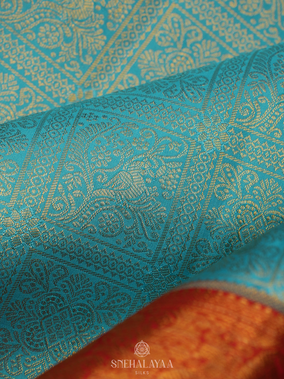 Teal Blue Kanjivaram Silk Saree