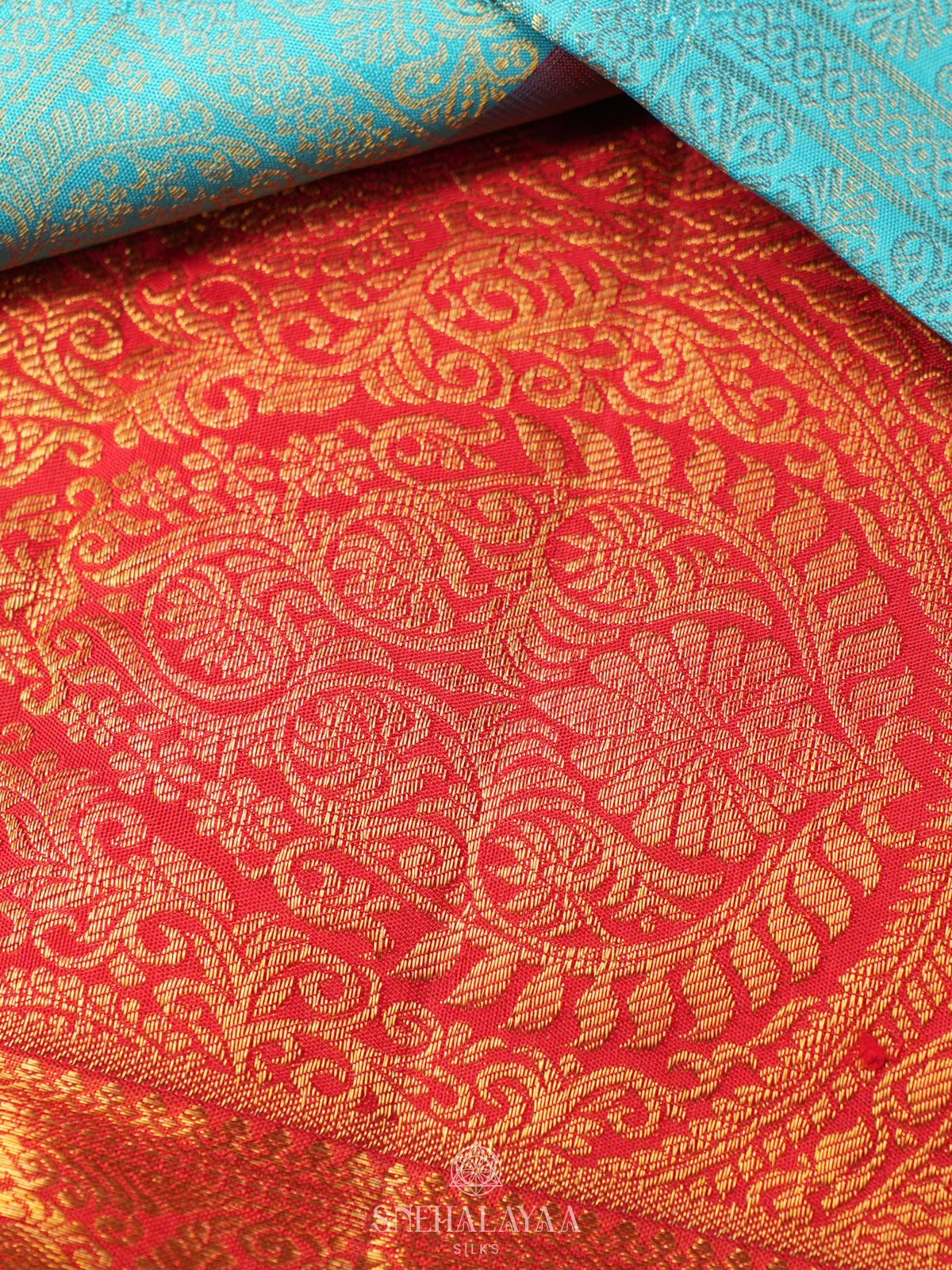 Teal Blue Kanjivaram Silk Saree