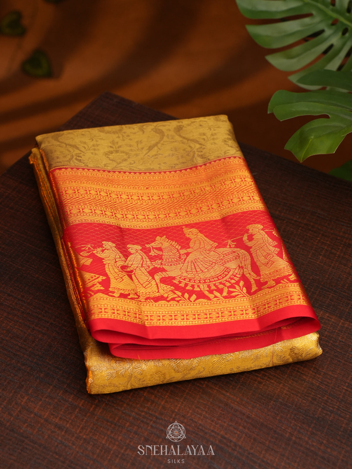 Golden Yellow Tissue Kanjivaram Silk Saree