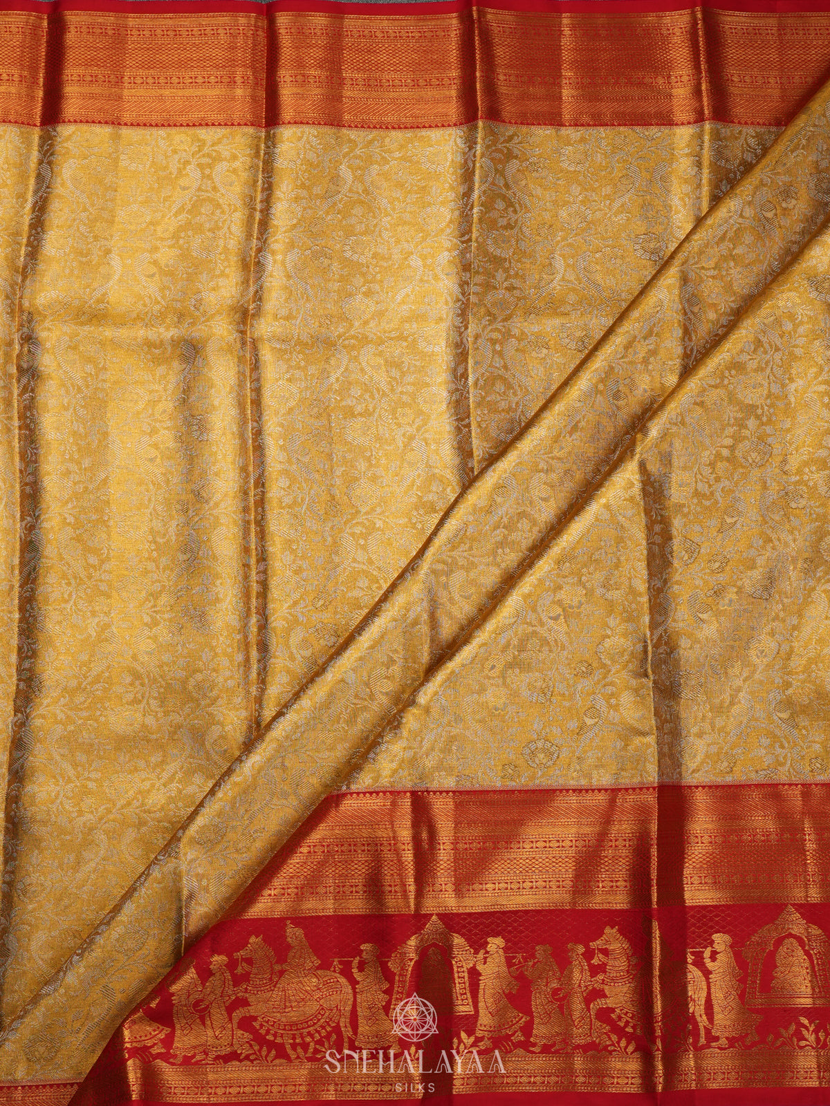 Golden Yellow Tissue Kanjivaram Silk Saree