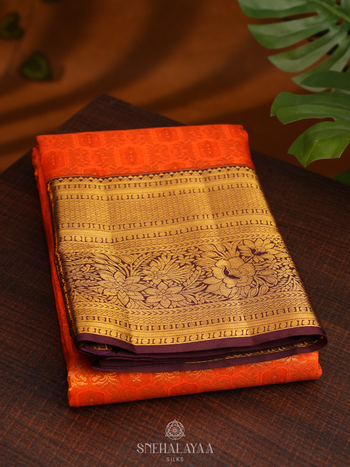Orange Kanjivaram Silk Saree