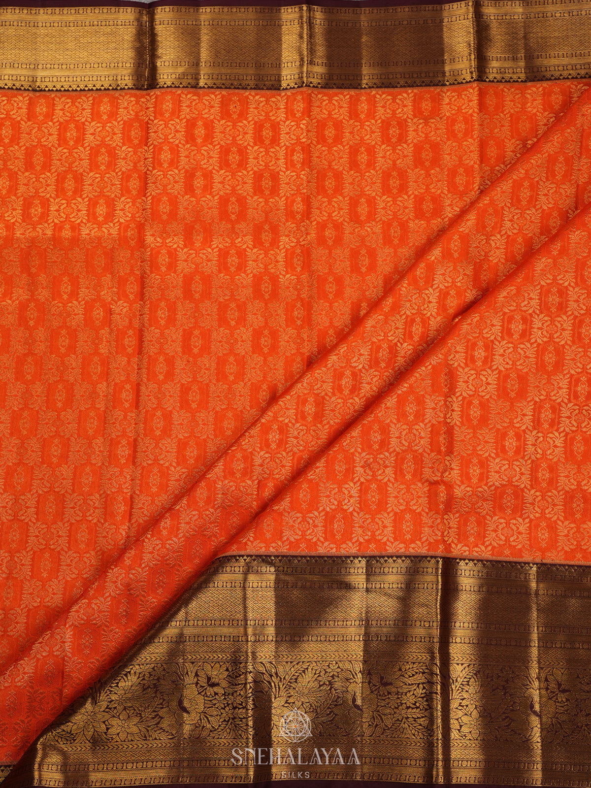 Orange Kanjivaram Silk Saree