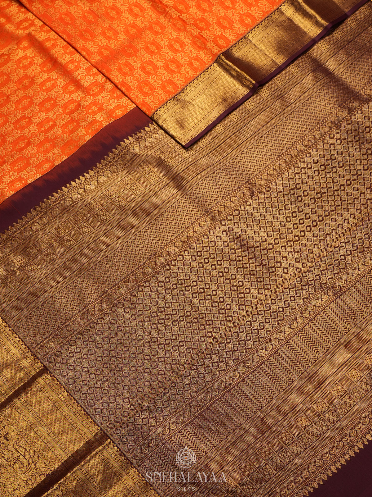 Orange Kanjivaram Silk Saree