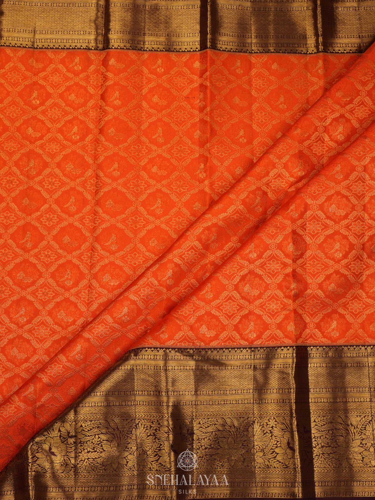 Orange Kanjivaram Silk Saree