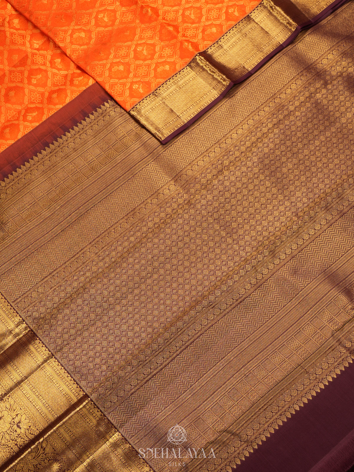 Orange Kanjivaram Silk Saree