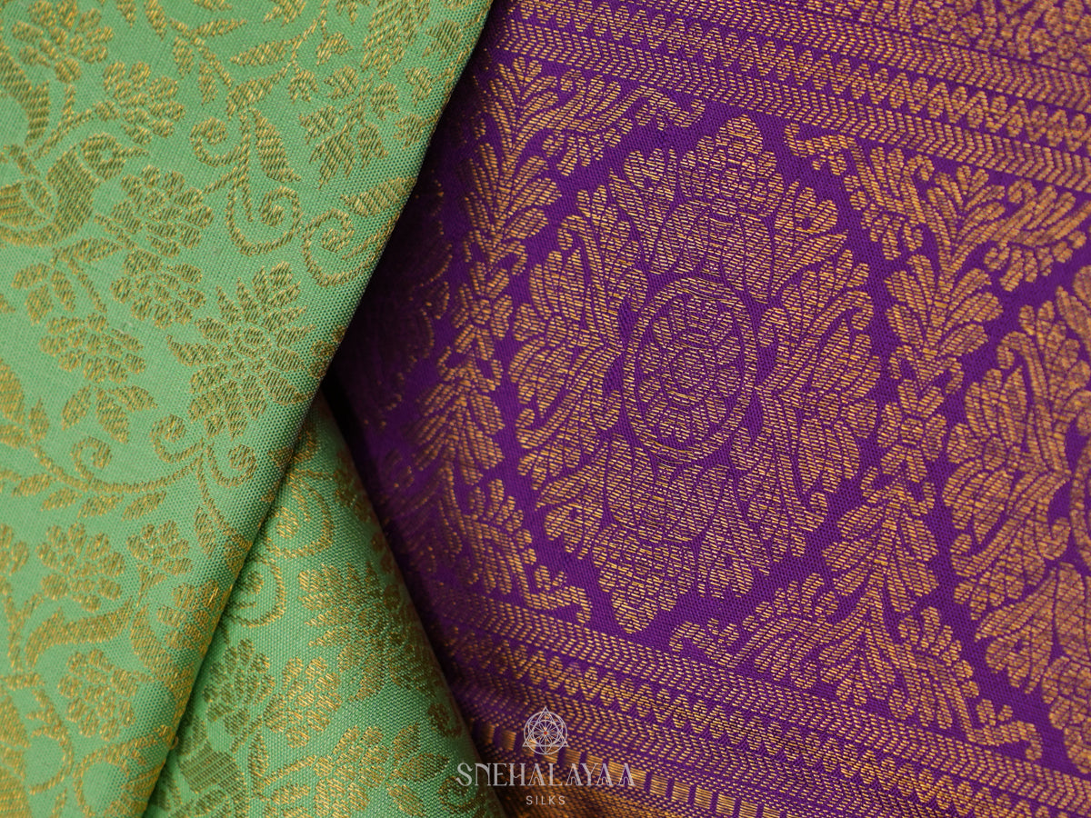 Pistachio Green Kanjivaram Silk Saree