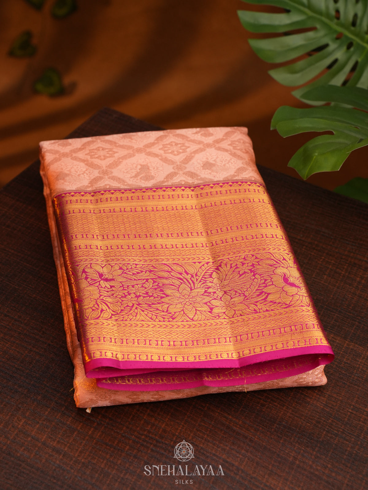 Peach Kanjivaram Silk Saree
