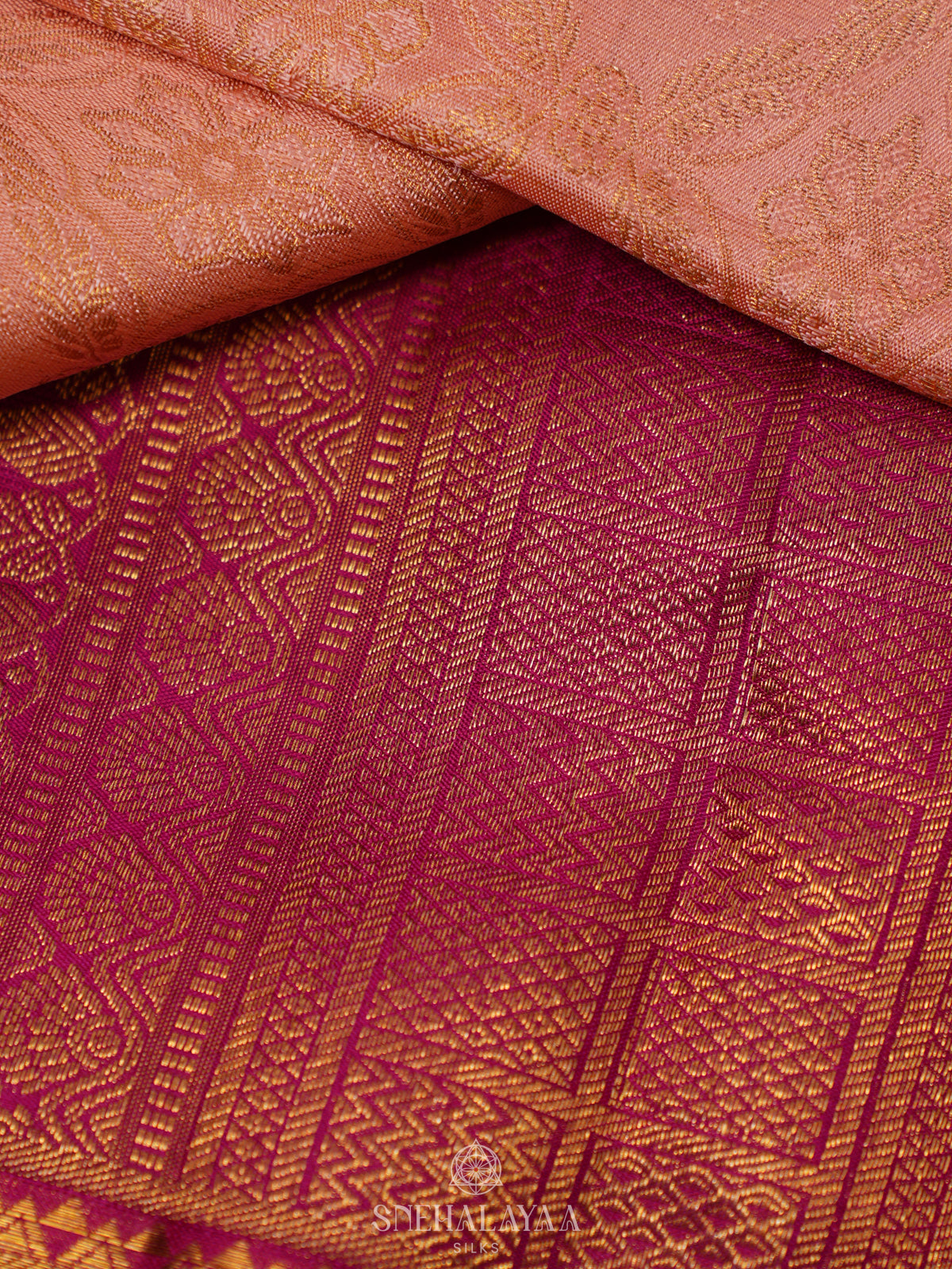 Peach Kanjivaram Silk Saree