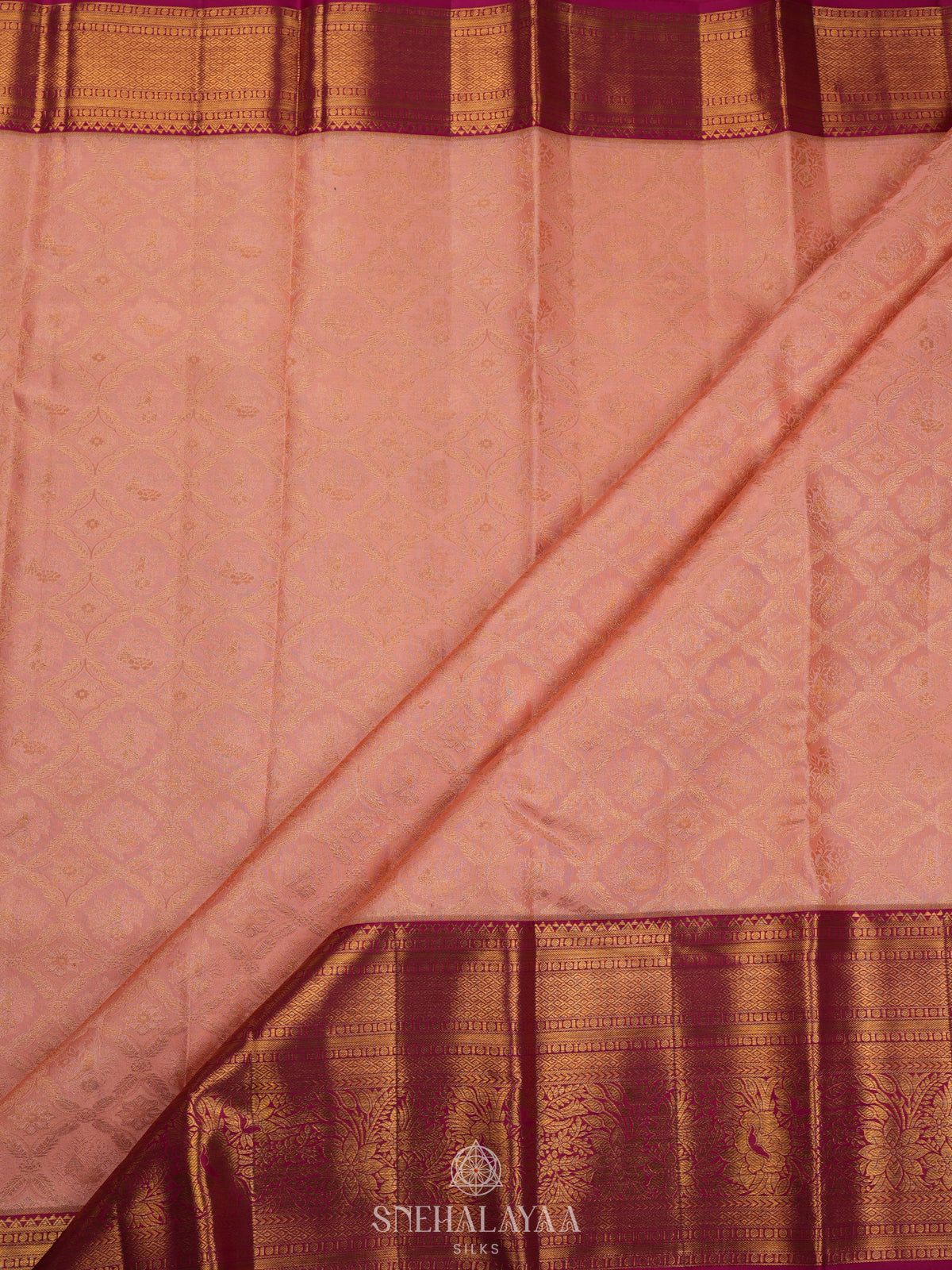 Peach Kanjivaram Silk Saree