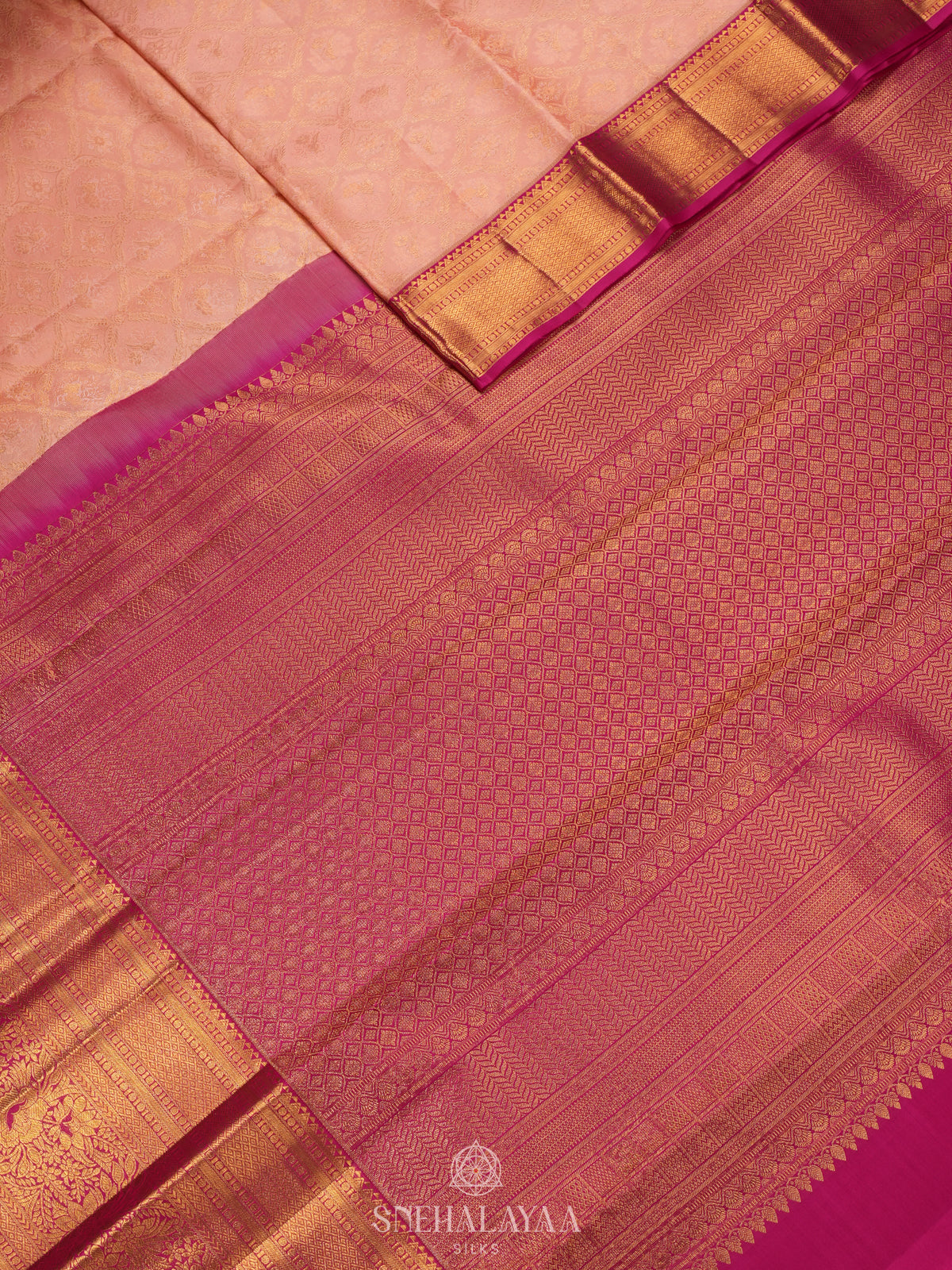 Peach Kanjivaram Silk Saree