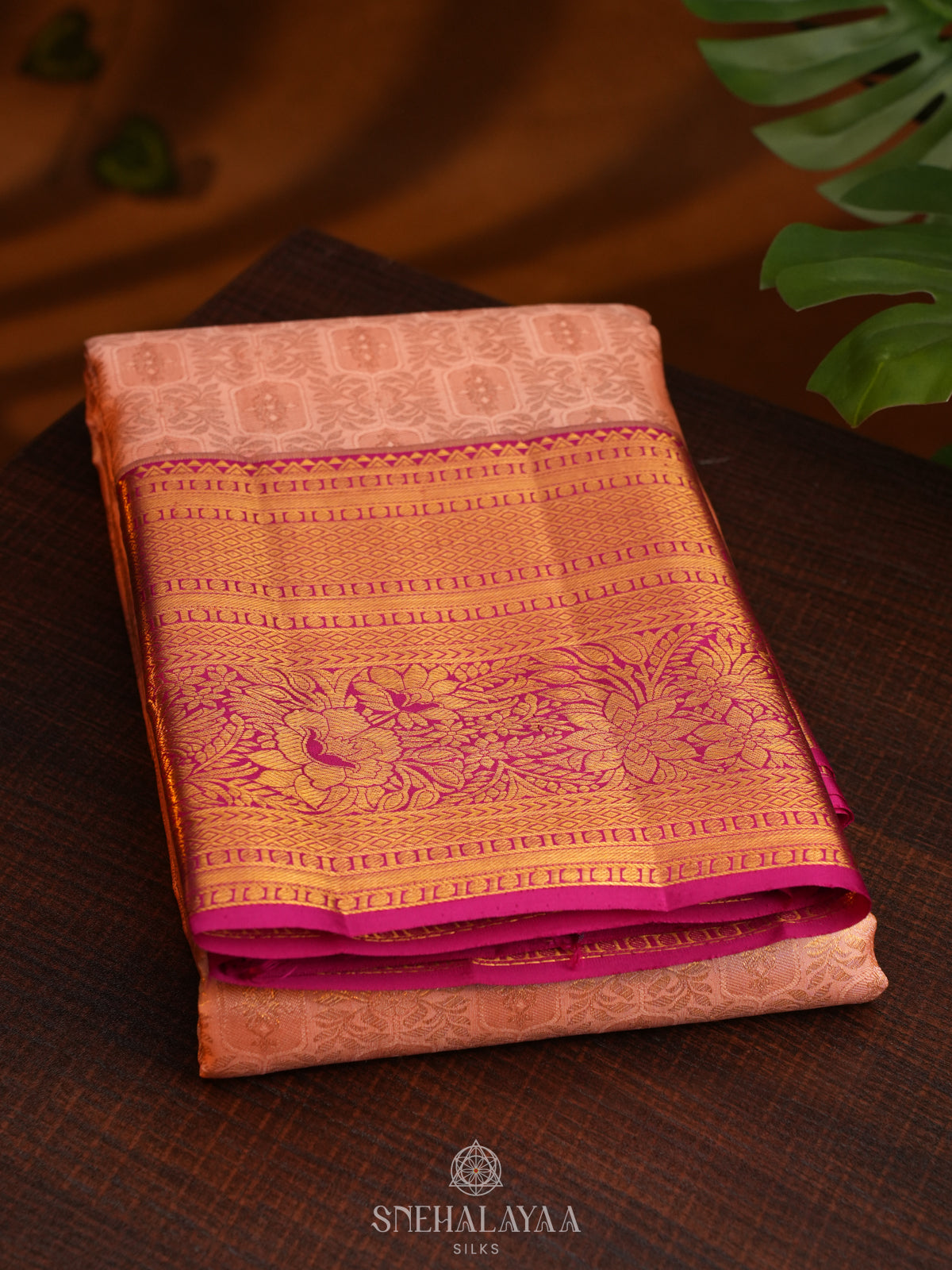 Peach Kanjivaram Silk Saree