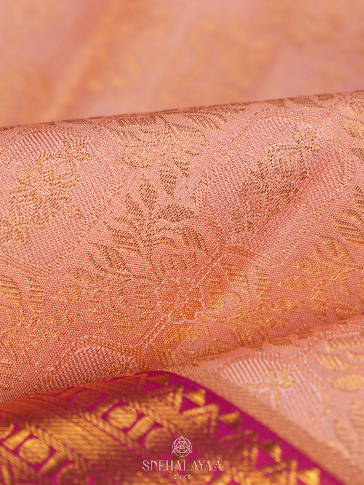 Peach Kanjivaram Silk Saree