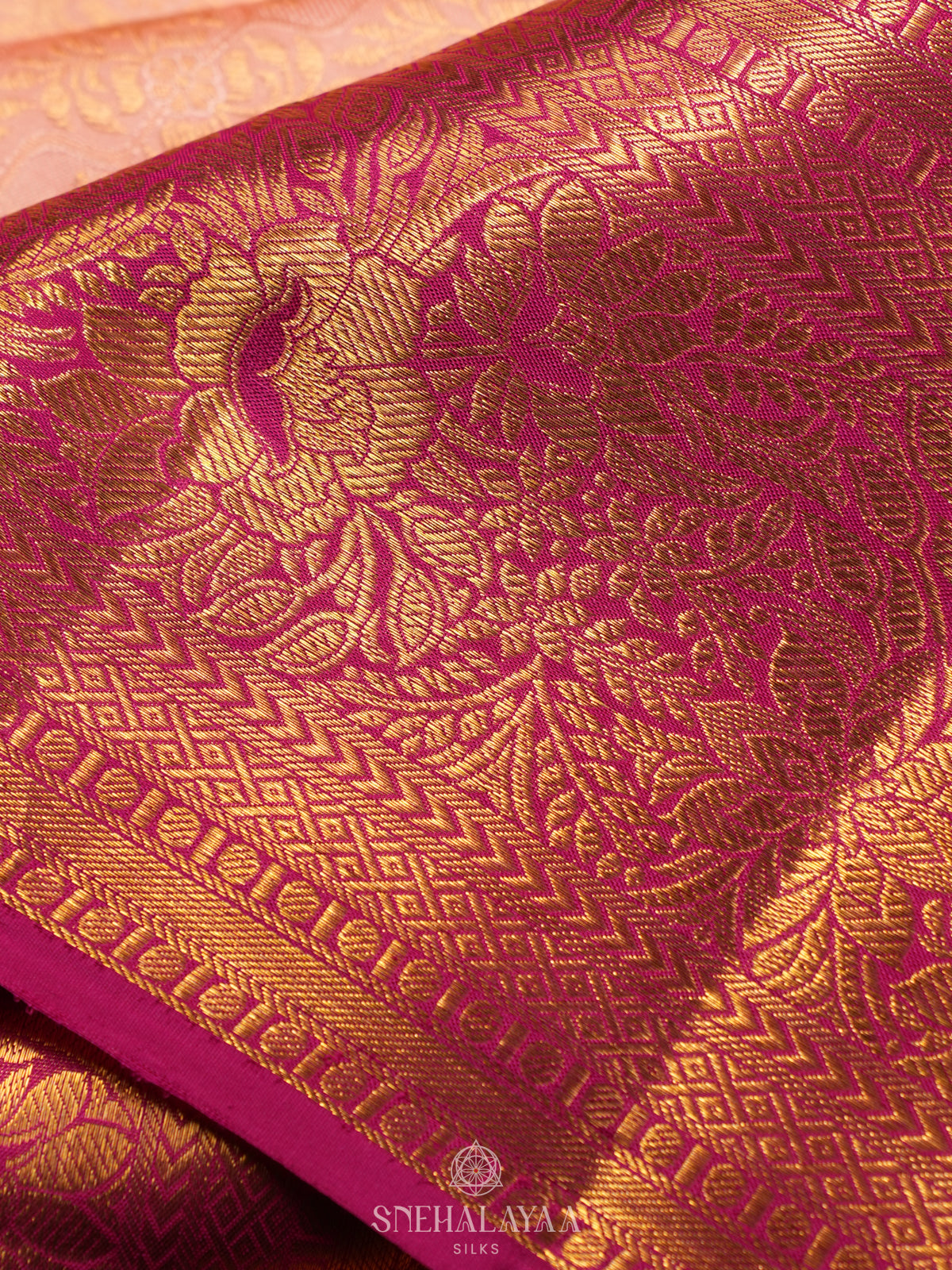 Peach Kanjivaram Silk Saree