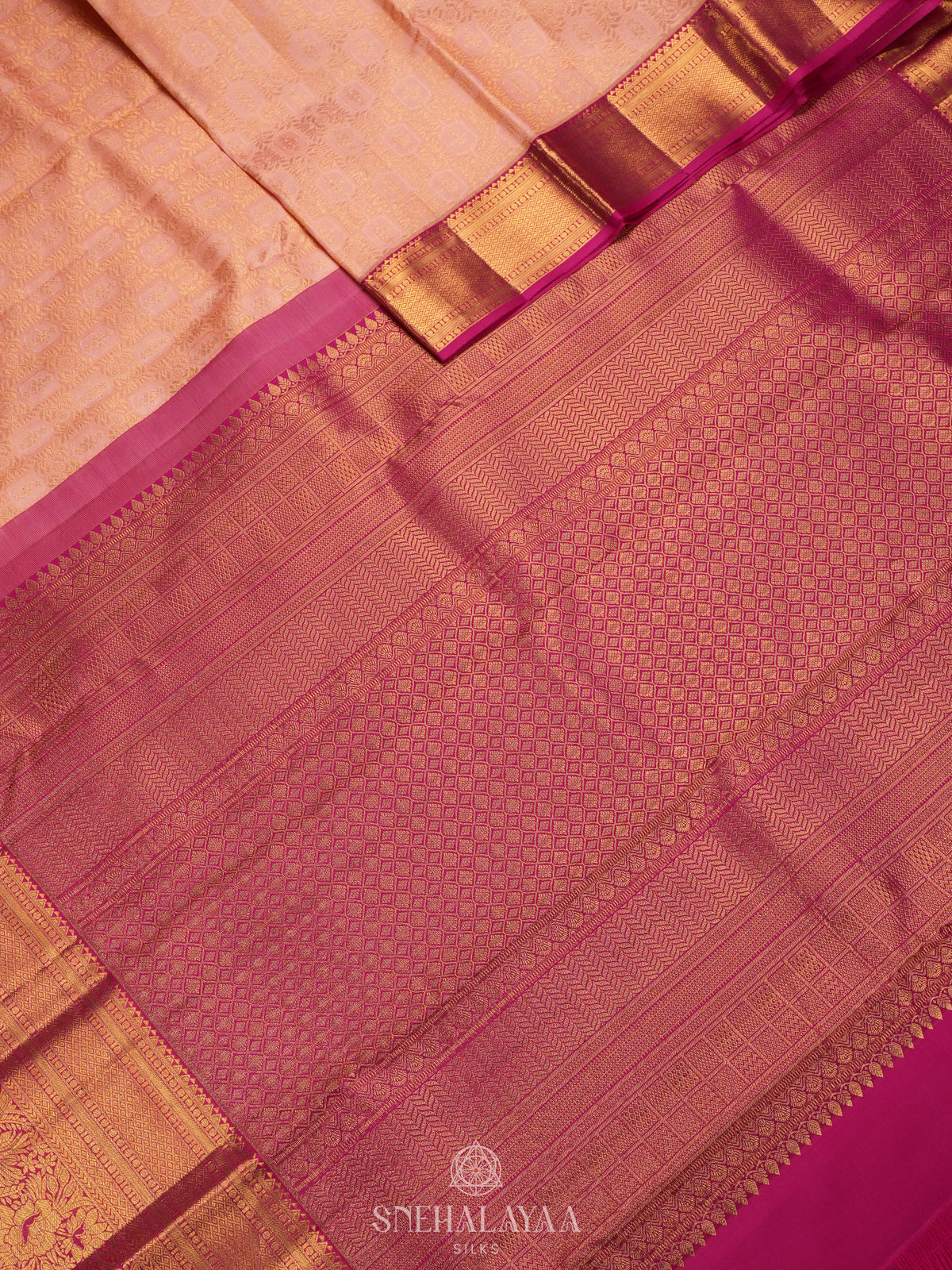 Peach Kanjivaram Silk Saree