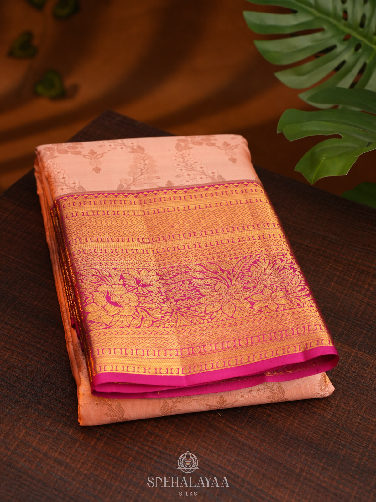 Peach Kanjivaram Silk Saree