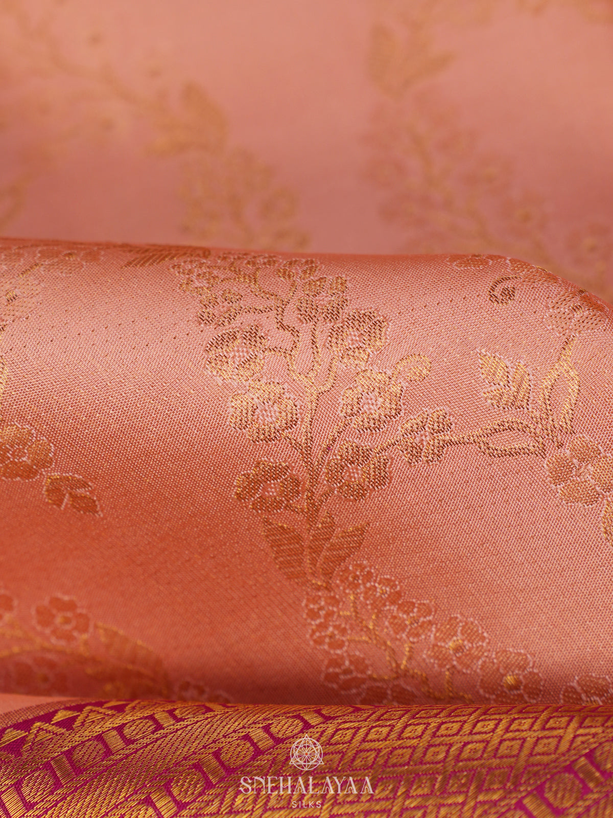 Peach Kanjivaram Silk Saree