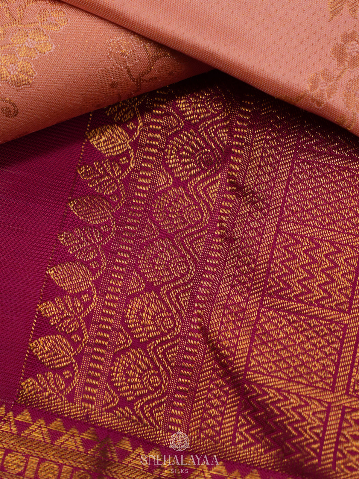 Peach Kanjivaram Silk Saree