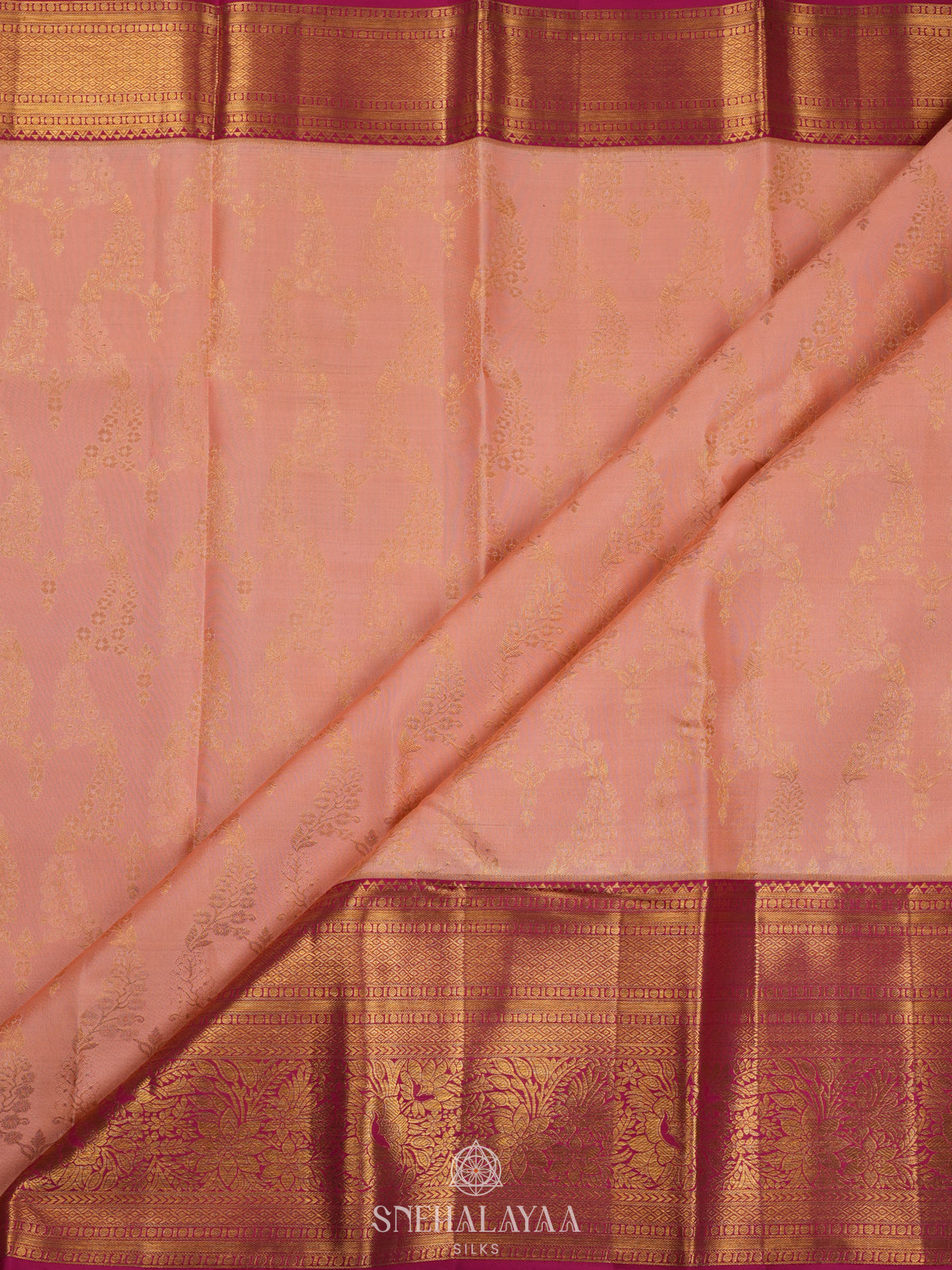 Peach Kanjivaram Silk Saree