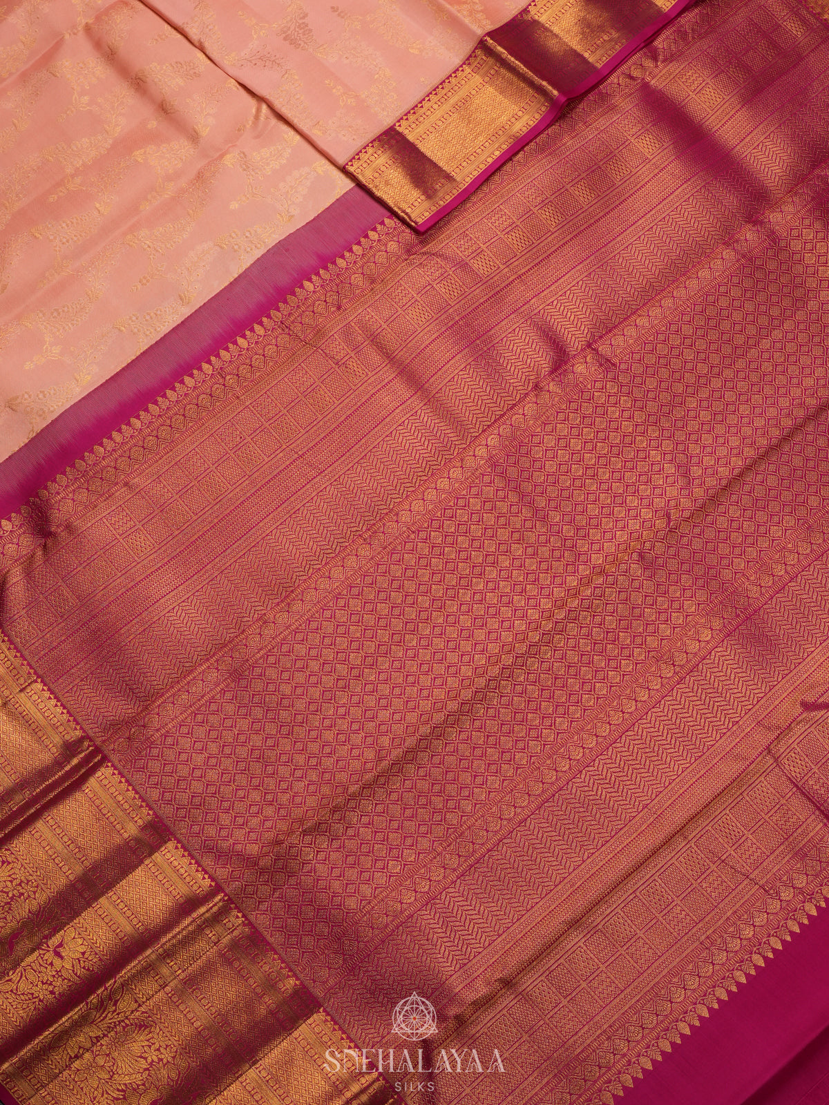 Peach Kanjivaram Silk Saree