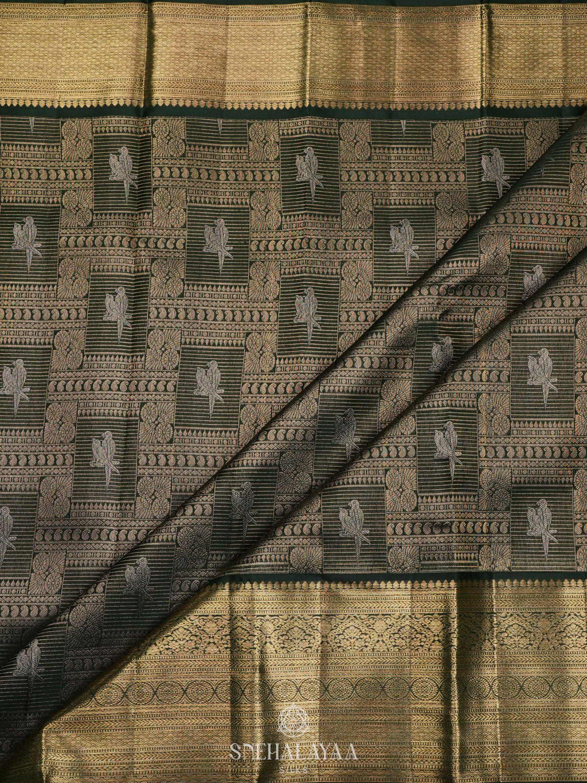 Forest Green Kanjivaram Silk Saree
