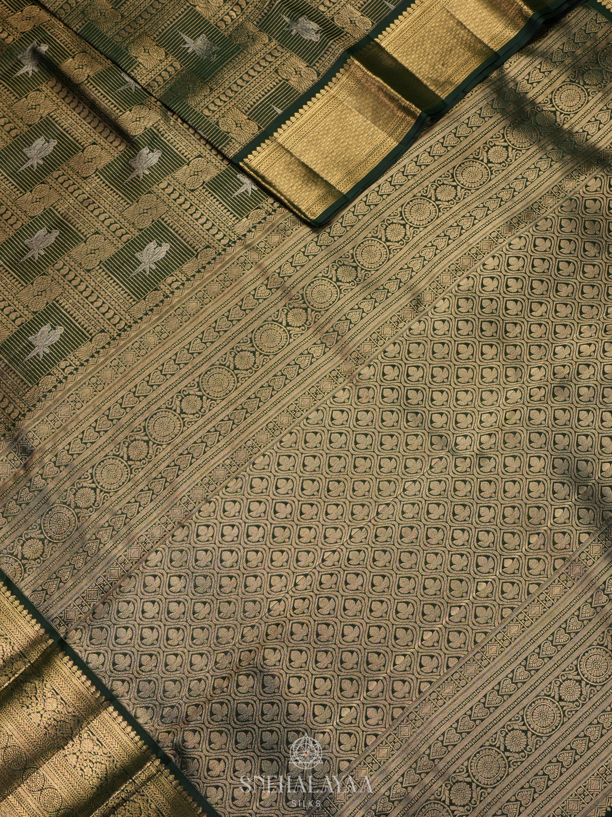 Forest Green Kanjivaram Silk Saree