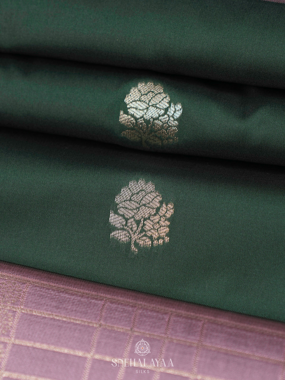 Forest Green Soft Silk Saree