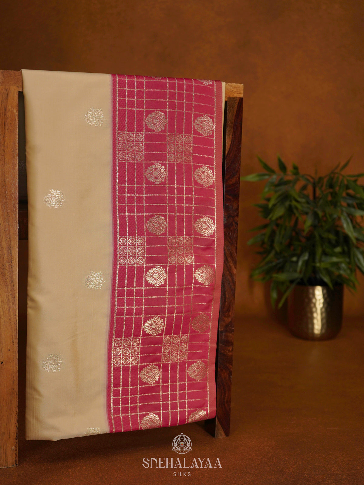 Cream Soft Silk Saree