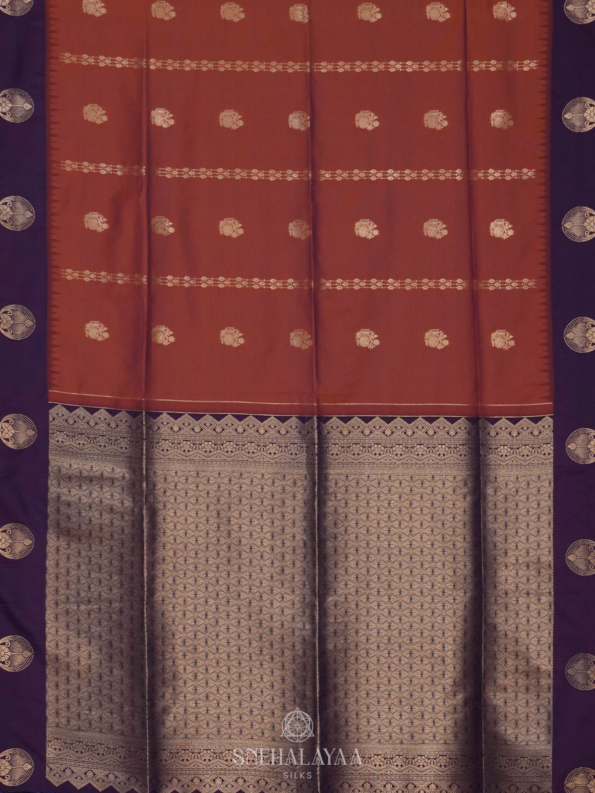 Burnt Orange Soft Silk Saree