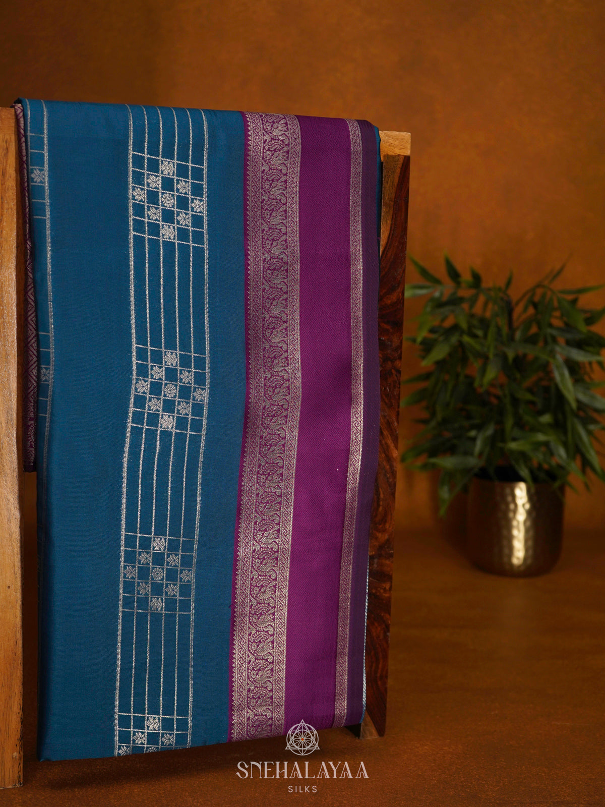 Peacock Blue Soft Silk Saree