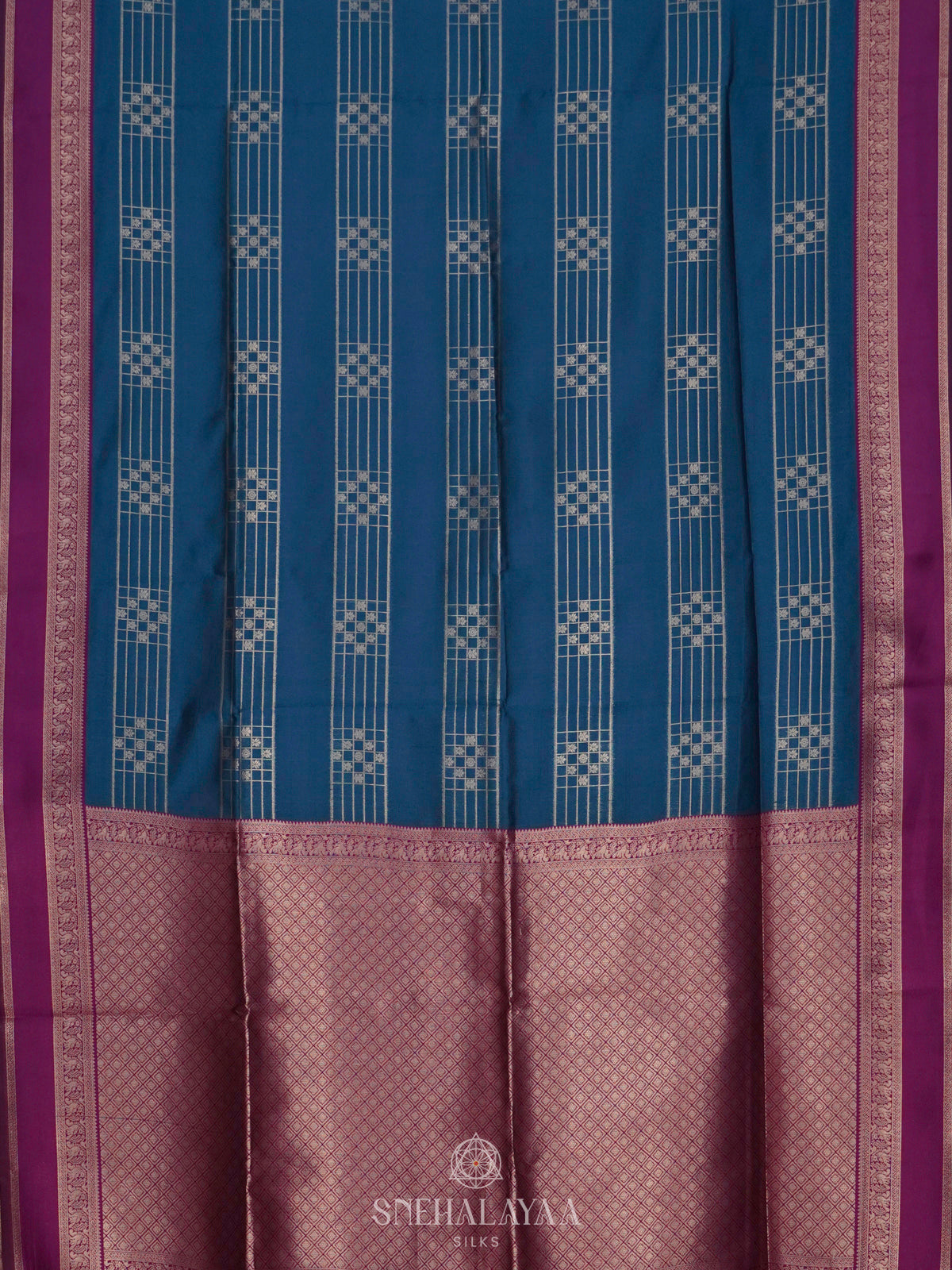 Peacock Blue Soft Silk Saree
